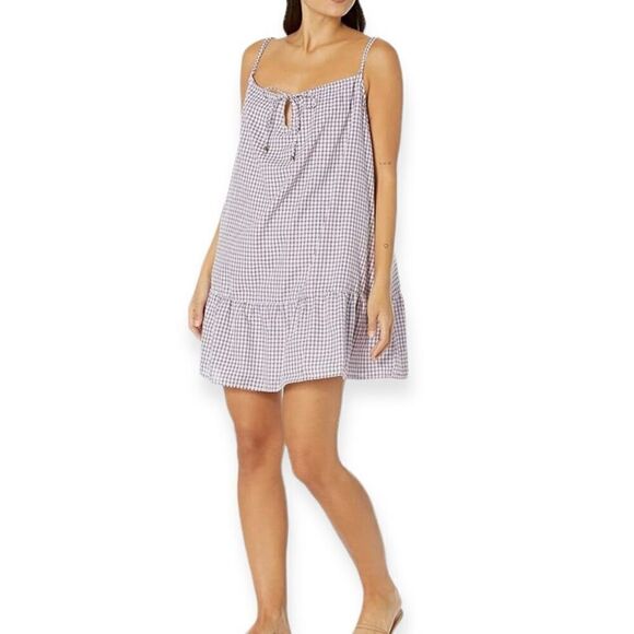 ANGIE Flounce Hem Minidress In Lilac Check Size Medium NEW - Picture 15 of 15